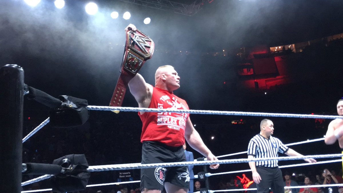 HeymanHustle's tweet photo. From the LAST THROW AT THE JOE: The Reigning Defending Undisputed #UniversalChampion @BrockLesnar! https://t.co/5Z64ho03Jd
