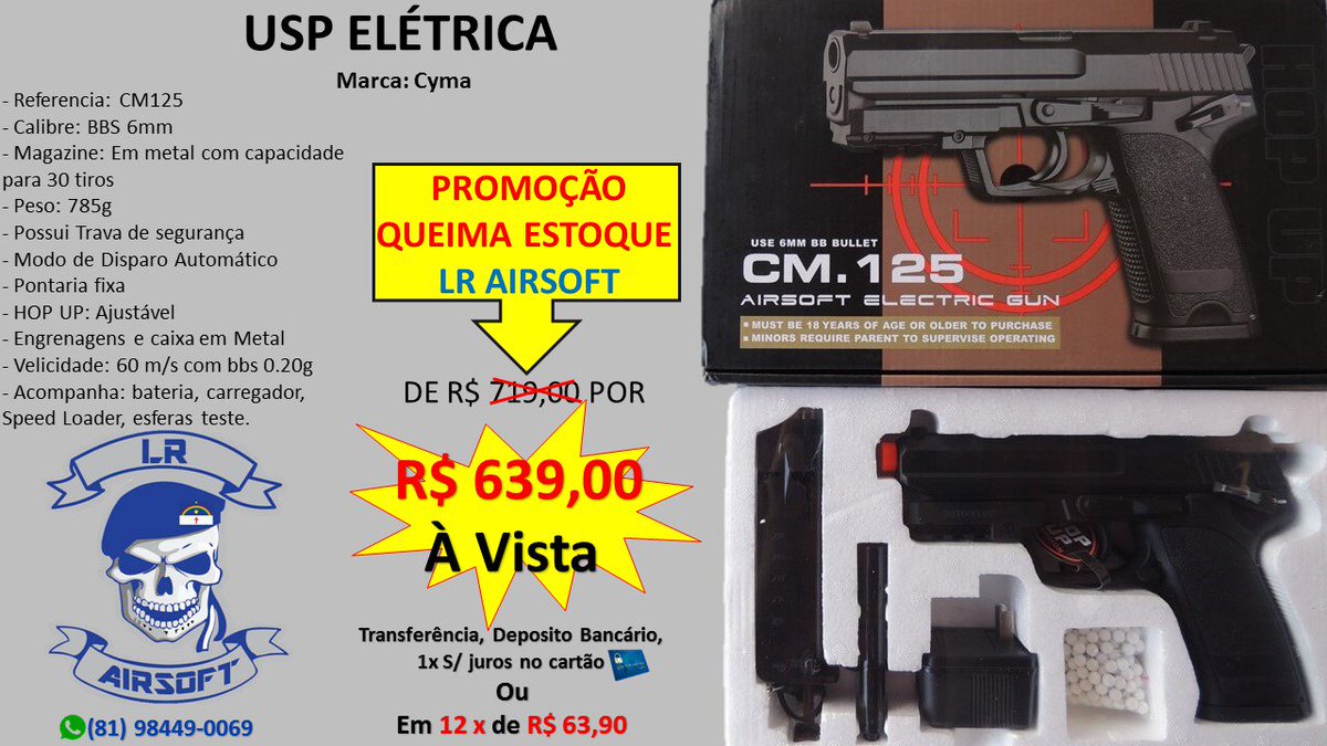 IgreenEnergy_PE's tweet photo. CÊ CREDITA??!! A LR TA LIMPANDO O ESTOQUE!! #AEP #Pistola #Desert #Eletrica #AirsoftBrasil #AirsoftPE #AirsoftRecife #Cyma #Glock #PT92 #USP https://t.co/DM8PHltmMc