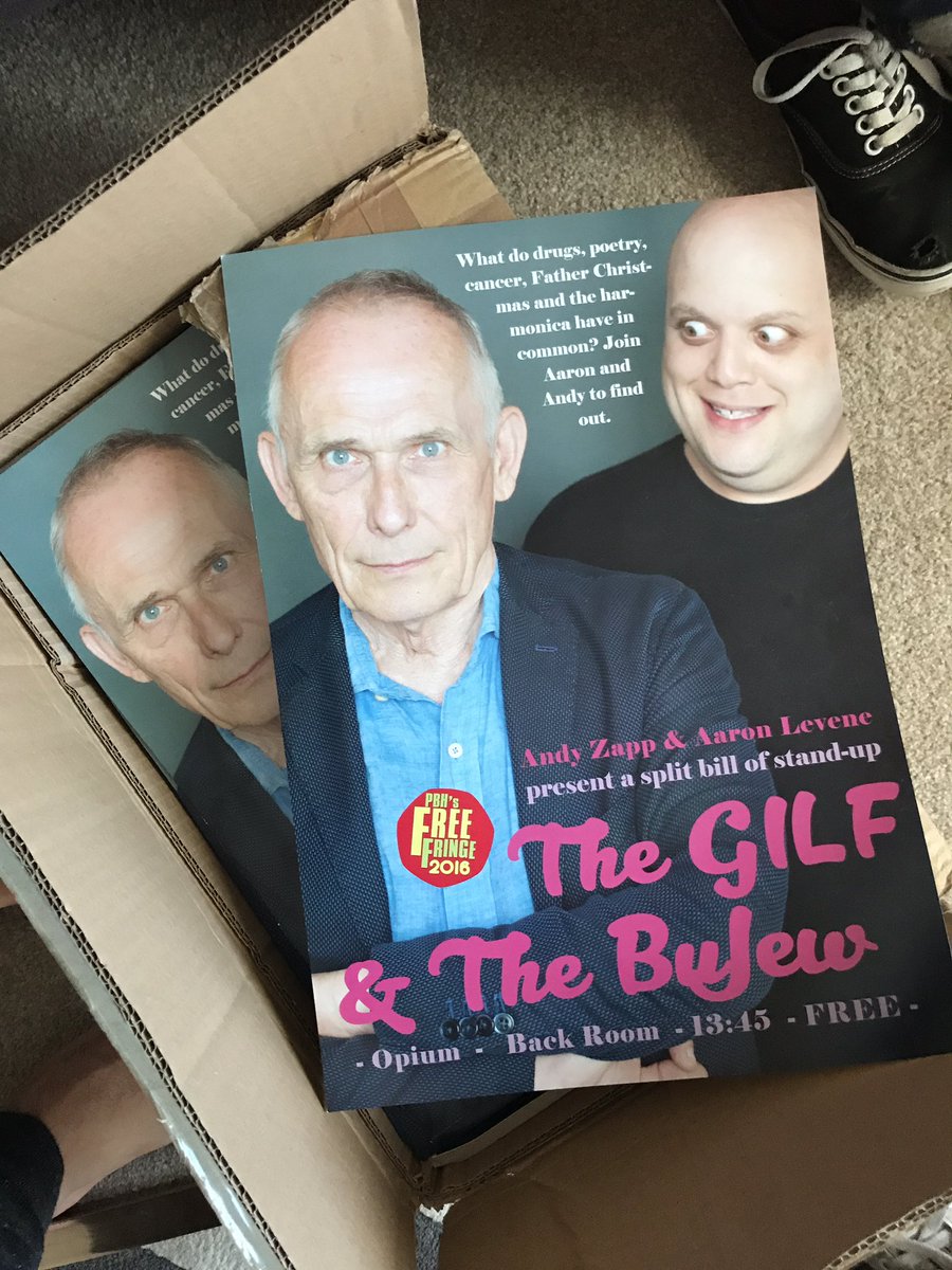 stanedtom's tweet photo. Free box of posters in our Edinburgh flat #winning @levenecomedy @THEAndyZapp thank you x @Trumpd_Musical #trumpd #trumpdvan #trumpdmusical https://t.co/bOqo2z6Xy3