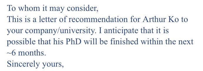 Arthur Ko I Asked For A Letter Of Recommendation From My Pi So I Can Start Applying For Postdocs This Is What I Got Lol