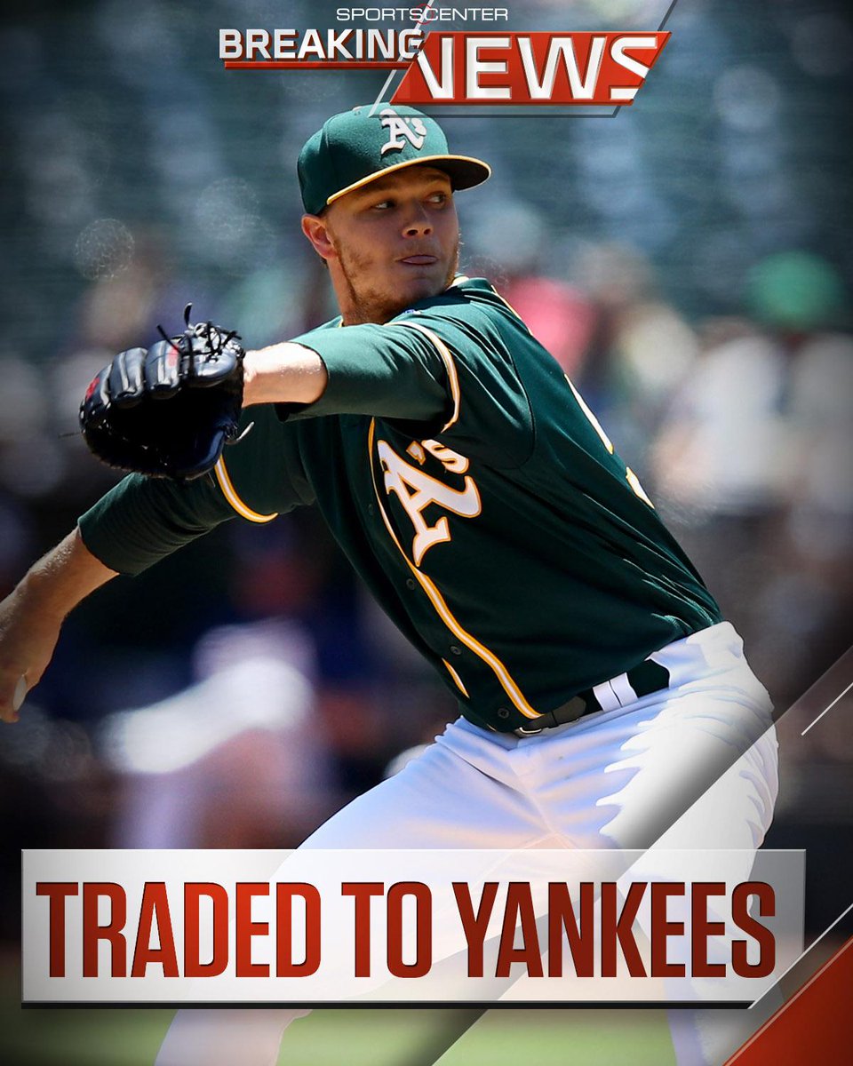 SportsCenter's tweet photo. Breaking: The New York Yankees will acquire starting pitcher Sonny Gray from the Oakland Athletics. (via YES Network) https://t.co/13SqThD9Yv
