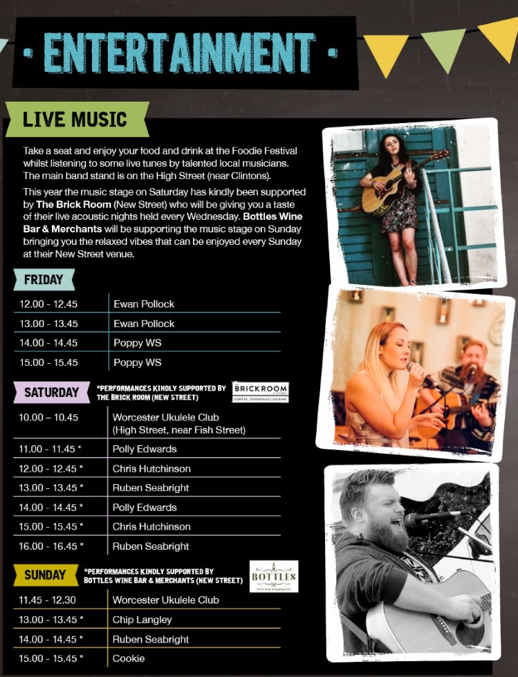 WorcFoodieFest's tweet photo. We have a fantastic line up thanks to The Brick Room / @alexandersworce &amp; @BottlesWine #Worcestershirehour https://t.co/PWqM6QyVdH