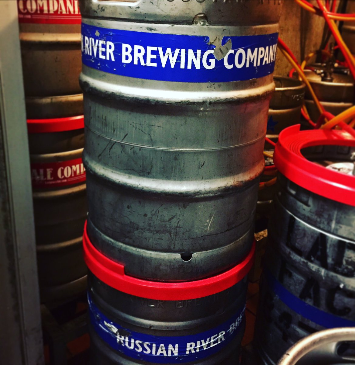 A few fabulous @russianriverbrewco kegs in the kegroom-- #ontap now is #BlindPig #IPA!  #independentbeer #guestbeer #craftbeer #LadyfaceAle