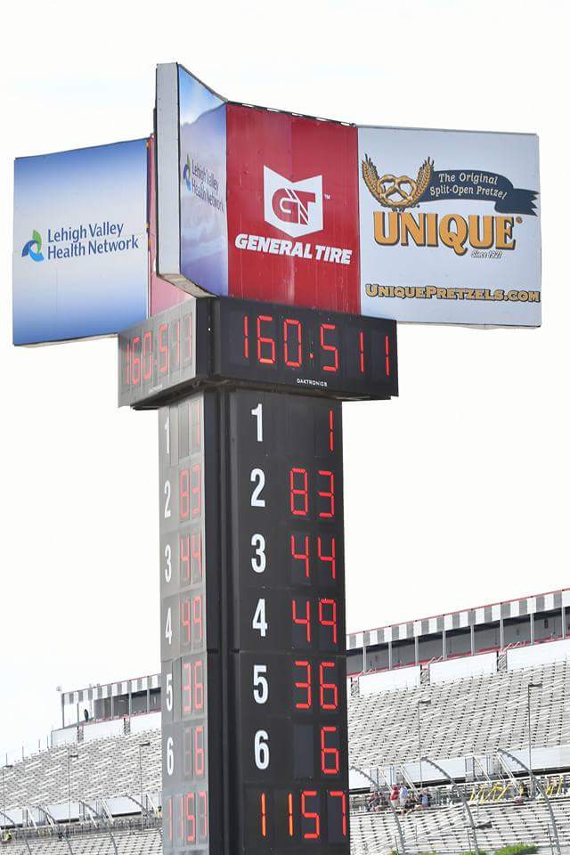 msenicaracing's tweet photo. From this past weekend @poconoraceway my #57 on the pylon :) #nascar #arcaracing #BellPlantation #PB2 #Aph #IflySouthern #NCWTS #gainz https://t.co/uEXSjFZo0t