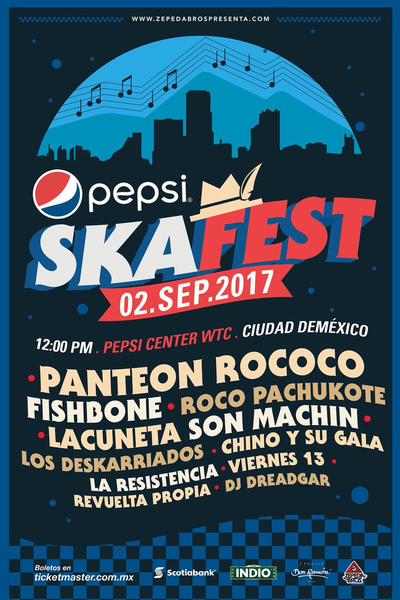 Les recordamos el link para la compra de boletos para el #PepsiSkaFest17 bit.ly/2vmcwC0 en el #PepsiCenter de esta ciudad.