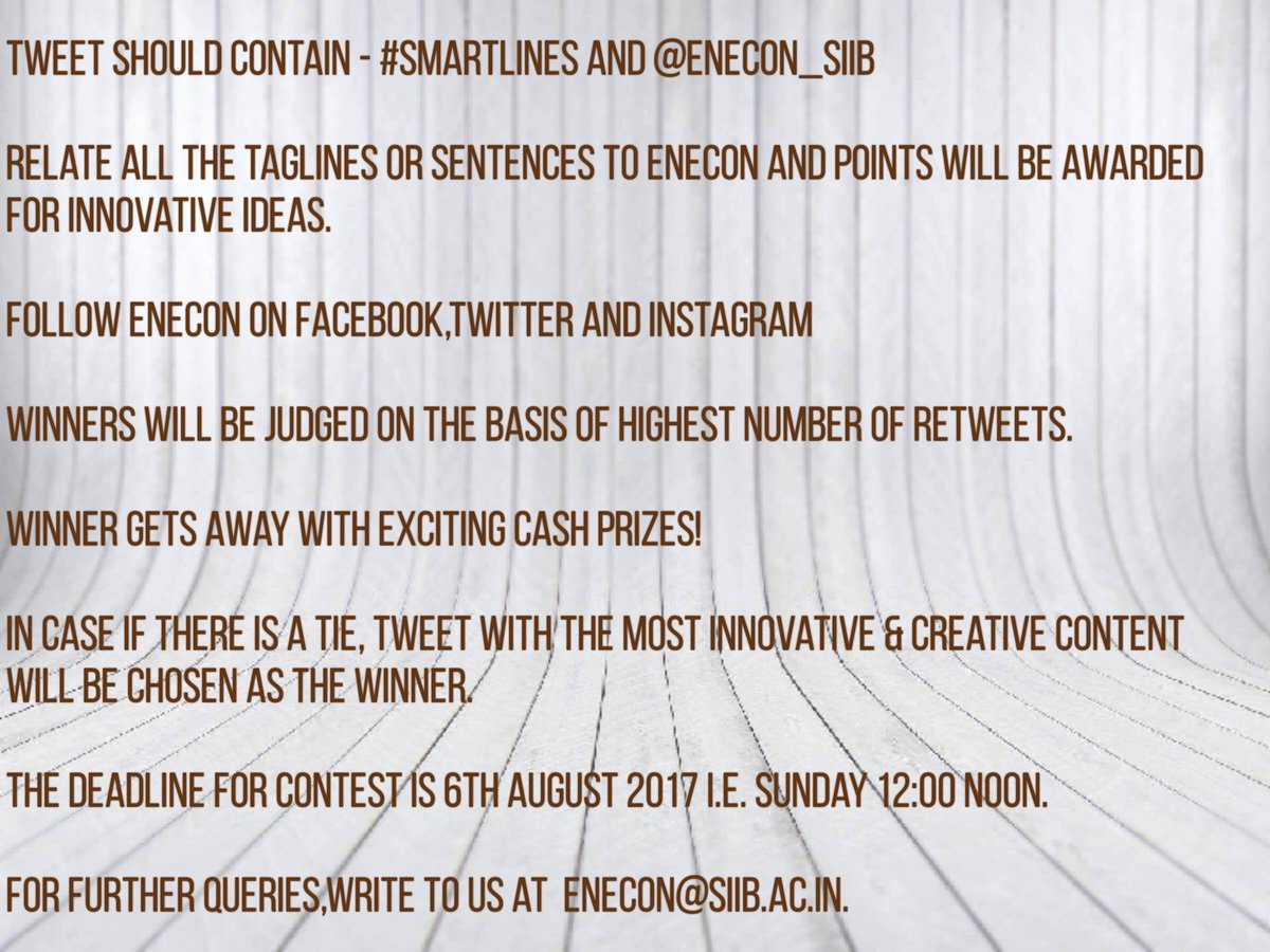 ENECON_SIIB's tweet image. Here comes an exciting Twitter contest! #Smartlines.Complete the tweet &apos;A smartcity is smart when.&apos; Tag @ENECON_SIIB and use #smartlines