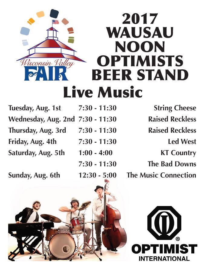 WauNoonOptimist's tweet photo. Look at the #WausauNoonOptimist 2017 entertainment lineup! See you at the #WisconsinValleyFair https://t.co/gfBeU726ka