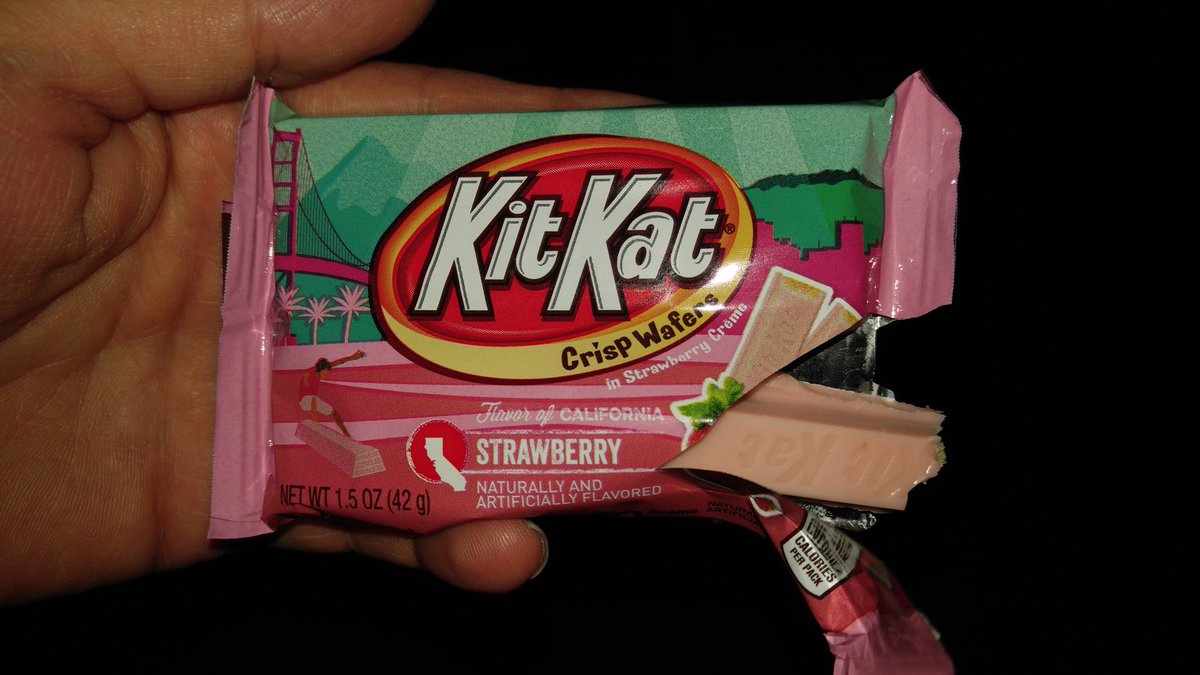 RipRileyDJ's tweet photo. Holy cow this #strawberry #kitkat is really freaking good! https://t.co/J6l2hSNUbD