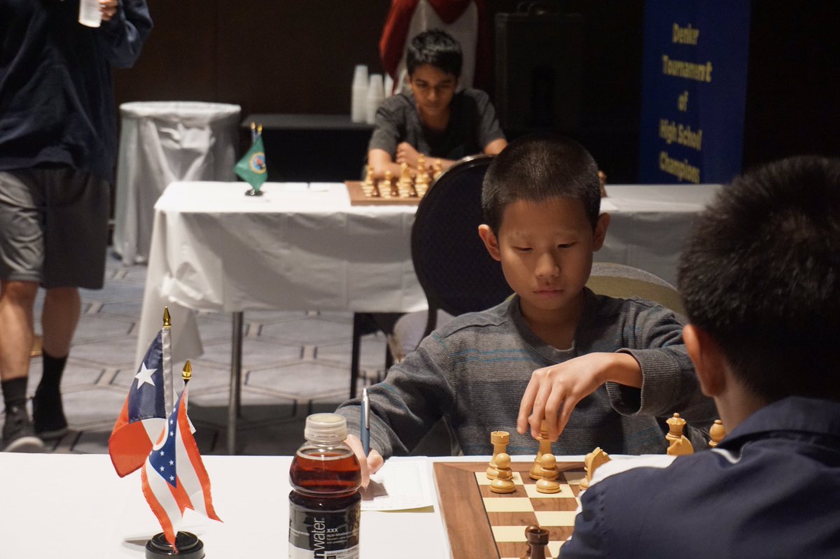 USChess's tweet photo. This is a crucial round in #barberchess , as 3 players are currently tied for first! Justin Wang has been on Board 1 since the beginning... https://t.co/2Uum8wovde