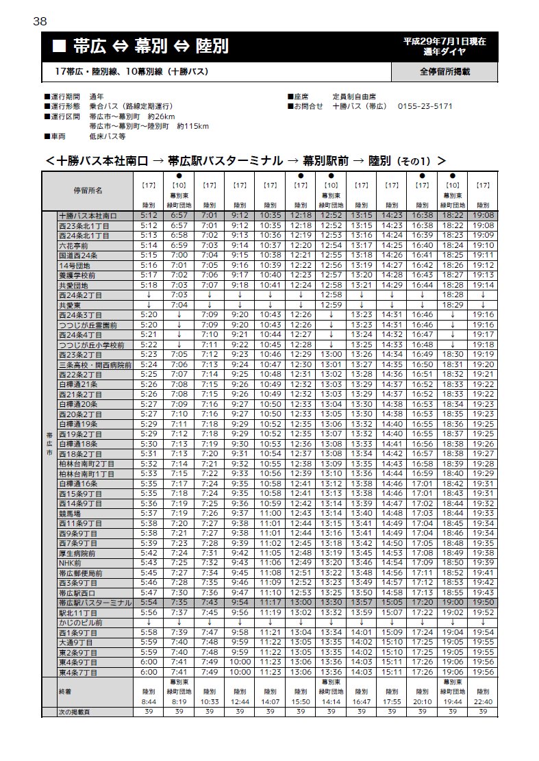 北海道紀行 時刻表編集部 Boothにて 通販受付中 Ar Twitter 北海道東部編より 十勝バス 17帯広 陸別線 十勝バス本社南口 帯広駅 バスターミナル 陸別 10幕別線 十勝バス本社南口 帯広駅バスターミナル 幕別東緑町団地 この他 陸別線に接続する北海道