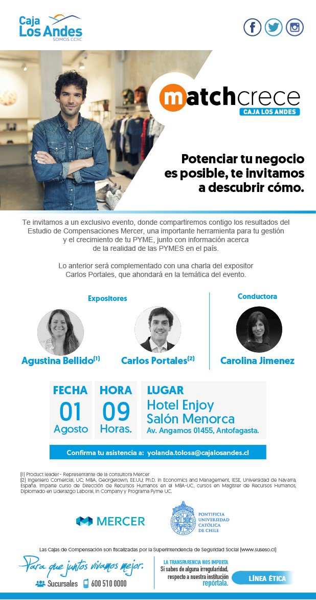 Mañana 8.30 am charlas de #Emprendimiento en <a href="/Enjoy/">Enjoy</a> #Antofagasta , organizado por amigos de <a href="/CajaLosAndes/">Caja Los Andes</a> todos invitados!!!!