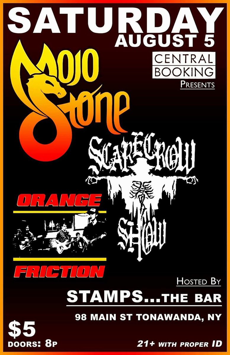 mojo_stone's tweet photo. This Saturday August 5th at Stamps the Bar in Tonawanda! $5 Cover, Ages 21+ w/ proper ID. https://t.co/acqyImW5oT