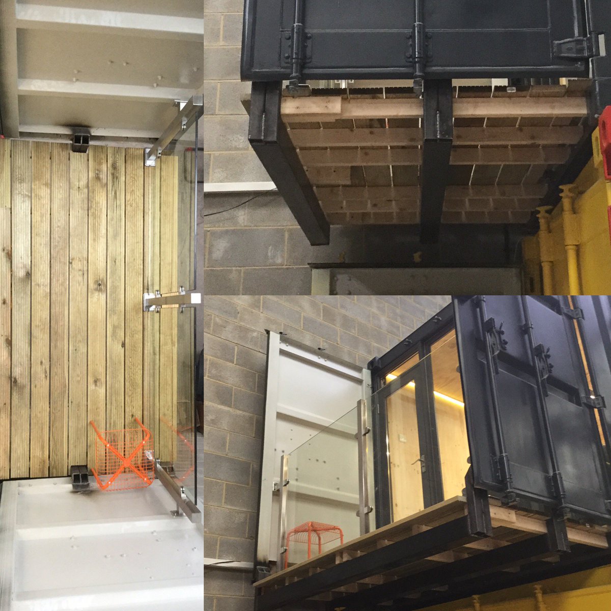 ContainerCDB's tweet photo. Extra space using shipping container doors - Shipping Container Balcony #convertedshippingcontainers #CDB https://t.co/jXfCNQzS9y