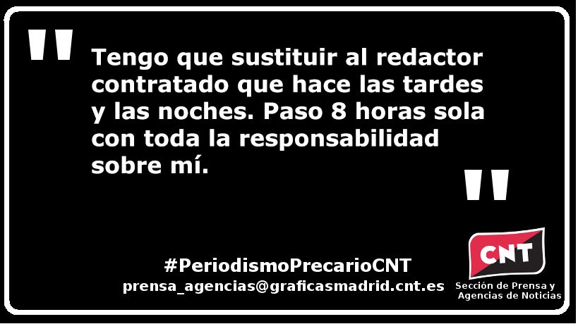 CNT_Prensa_MMCC's tweet photo. Lanzamos la campaña #PeriodismoPrecarioCNT para denunciar la situación de los becarios. Usa el hashtag o escríbenos un DM. Cuenta con la CNT https://t.co/6Awthzpf3J