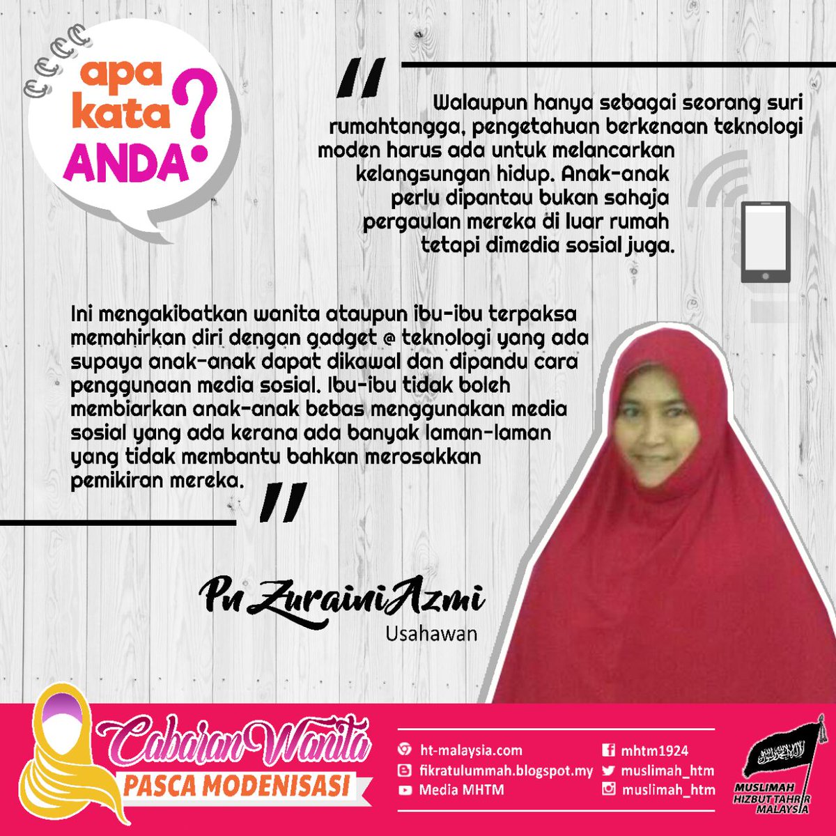 Muslimah_HTM's tweet photo. APA KATA ANDA? 

#CWPM
#wanita
#HariWanita https://t.co/oNqMdVKDMi