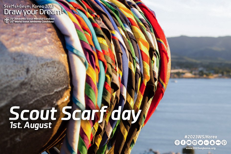 Let us remember together this 1st August  our promise and wear our scarf!. #Scarfday #ScoutScarfDay  #2023WSJKorea #DrawYourDram #Scouts