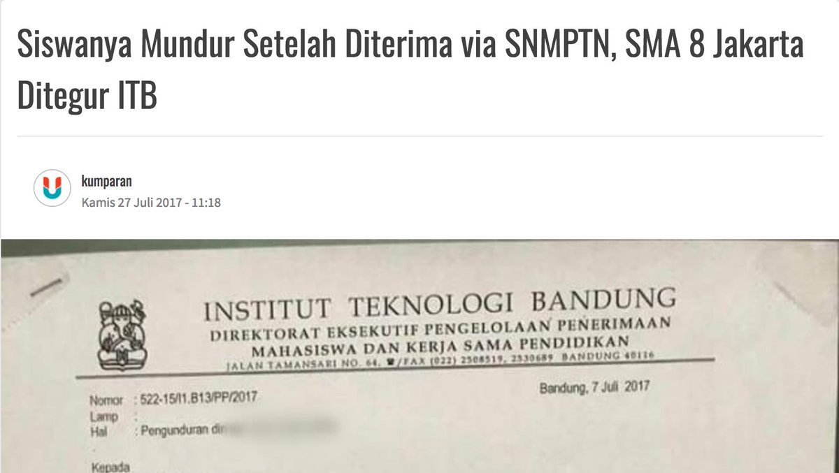 Mungkin ini bisa jadi pelajaran bagi siswa maupun panitia SNMPTN sendiri utk membuat sistem lebih baik lg cc: <a href="/menristekdikti/">Mohamad Nasir</a> <a href="/Kemdikbud_RI/">kemdikbud go id</a>