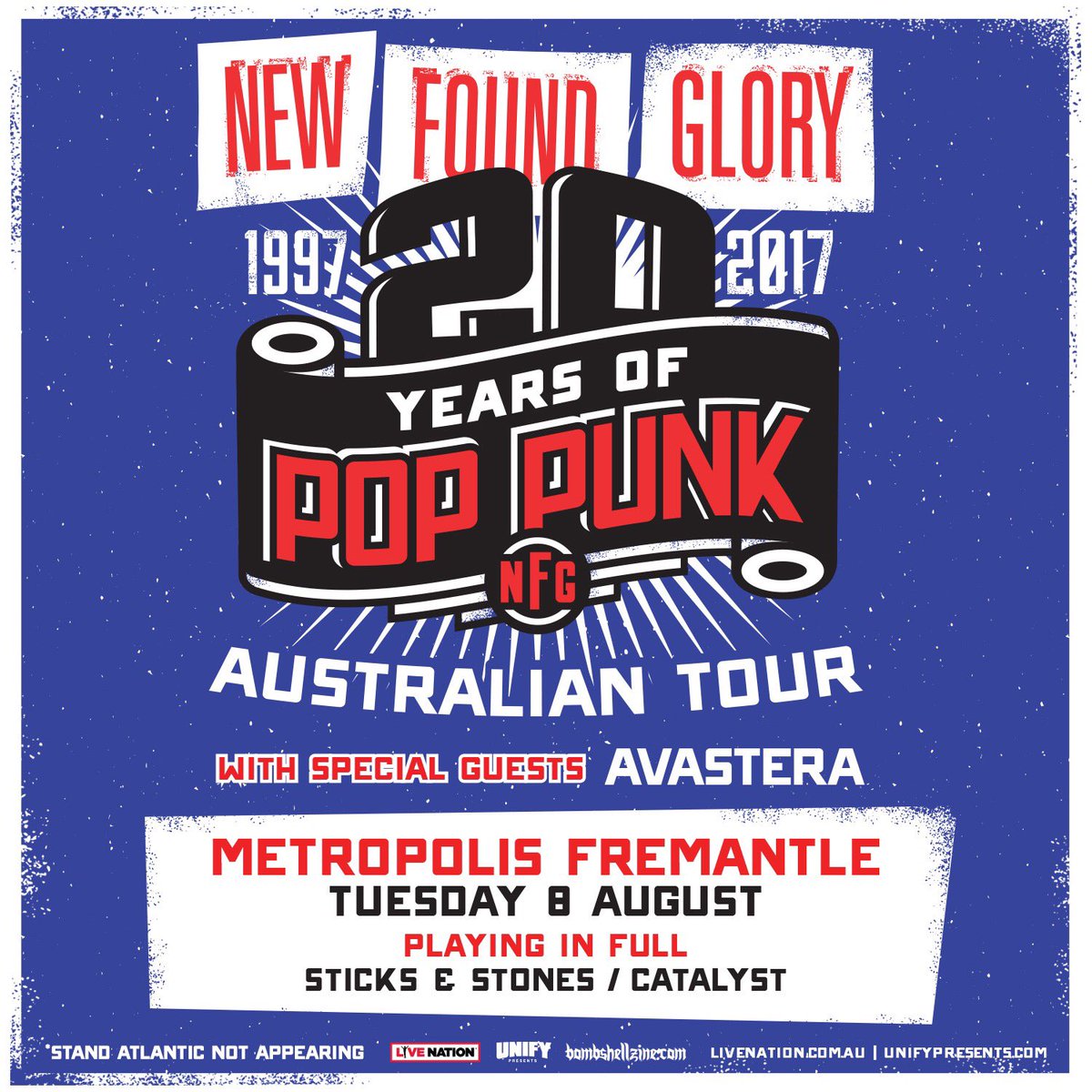 Avastera's tweet image. Absolutely honoured to be performing alongside NEW FOUND GLORY on the opening night of the upcoming Australian tour!
