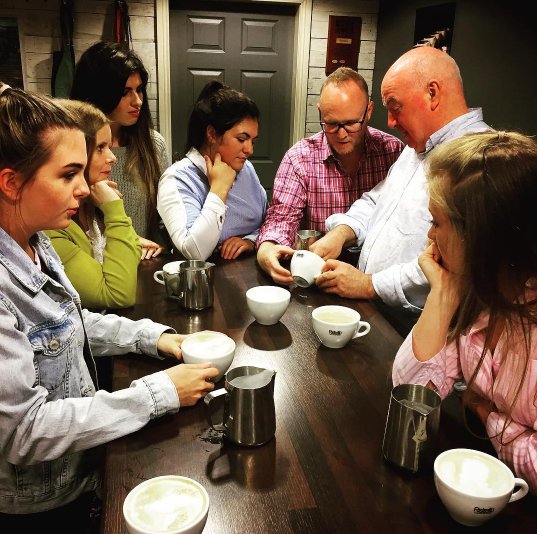 Busy morning in the training room ☕️ • 
#ristrettocoffeeroasters #onsitetraining #learning #specialitycoffee #perfectmilk #coffeeeducation