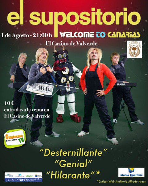 ''Welcome to Canarias'' de 'El Supositorio', este martes en el Casino de Valverde 
bit.ly/2w1p3I9
<a href="/elsupositorioTW/">el supositorio</a> 
<a href="/casinovalverde/">ELCASINODEVALVERDE</a>