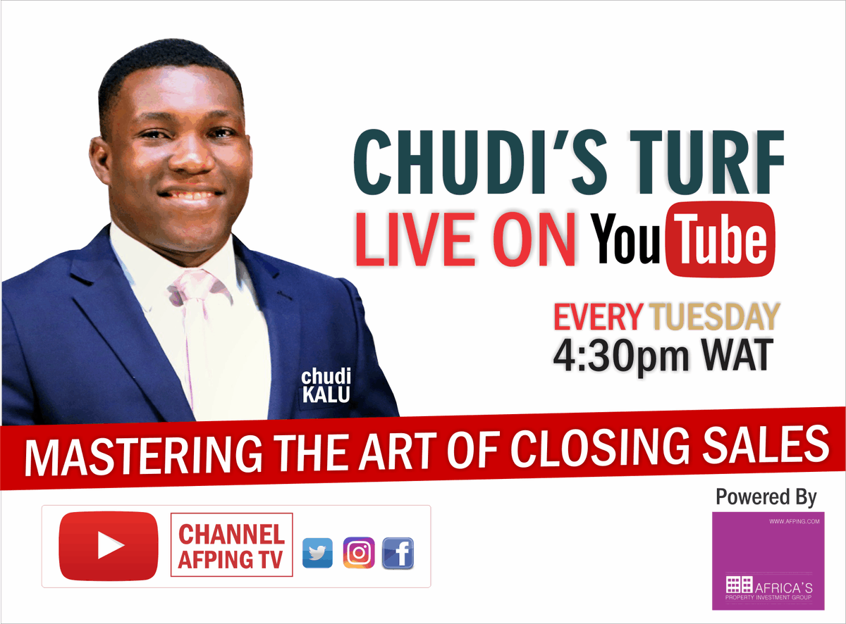 middlechase's tweet photo. Africa Property Investment Group (AFPING) @ 4.30pm today ON YouTube as she takes us through "Mastering The Art of Closing Sales" https://t.co/ZfjXoBASWh