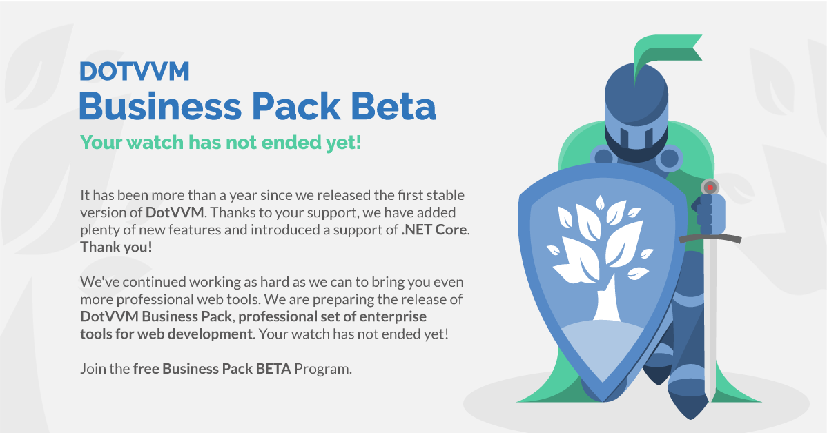 dotvvm's tweet photo. Your watch has not ended yet: DotVVM Business Pack Beta.
Read more: https://t.co/uELsJkgpPI https://t.co/rp4NiAqEBI