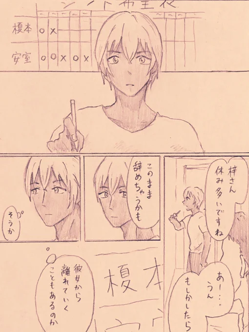あむあず漫画。ただのバイトであり、潜入のためにいるのであっていつか颯爽とポアロを去っていくとしてる安室さんが、危機感を感じ始めるお話。 