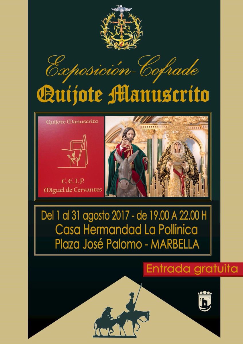 pollinicamarbe's tweet photo. Comienza hoy nuestra #ExposicionCofrade con el #Quijote #Manuscrito durante todo el mes #Agosto ENTRADA GRATUITA.No te lo pierdas #Pollinica https://t.co/J7h2qerk31
