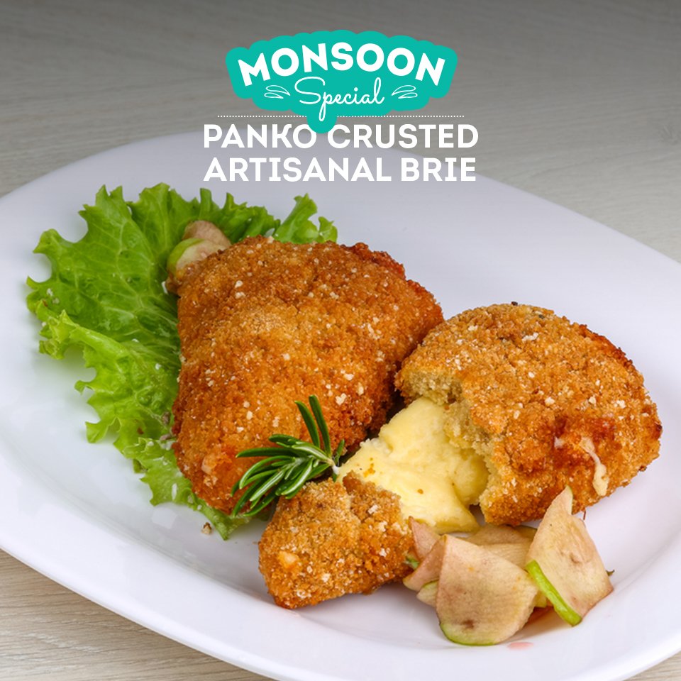 CraftDbb's tweet photo. Our Panko Crusted Artisanal Brie along with a glass of wine pairs perfectly with the rainy season. Give this monsoon treat a try! #CraftDeli https://t.co/GB63XQpYPV