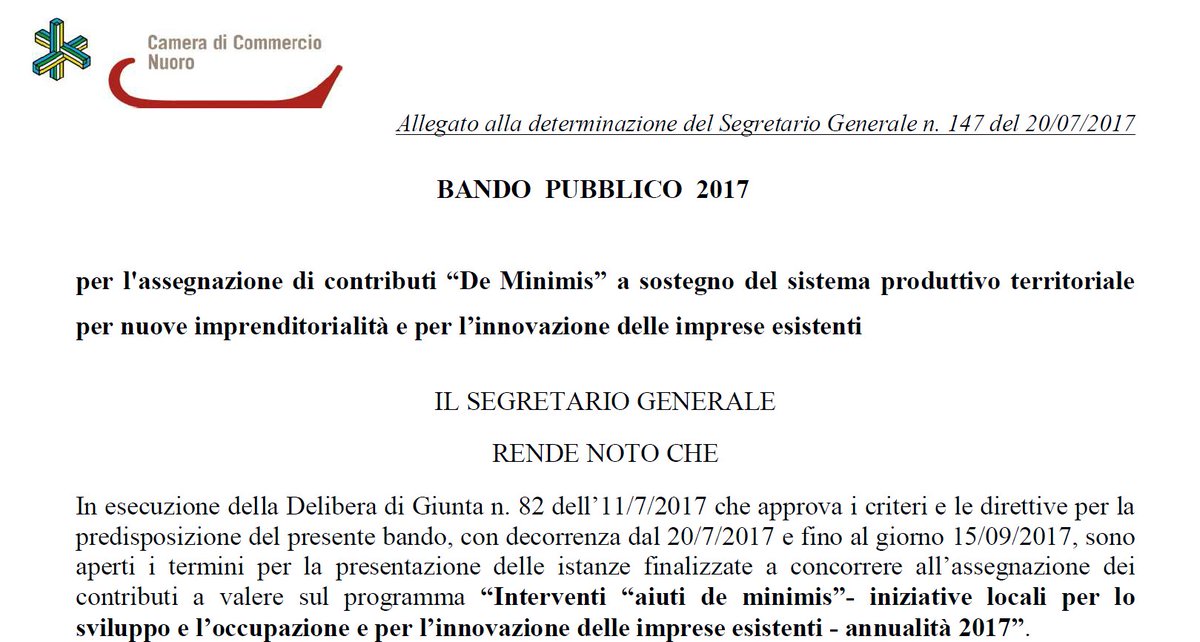 CCIAA_Nuoro's tweet photo. #CONTRIBUTI | bando “de minimis” per nuove imprenditorialità e per innovazione delle imprese esistenti. https://t.co/NlDjlqRU7h https://t.co/KB2JpPsdvu