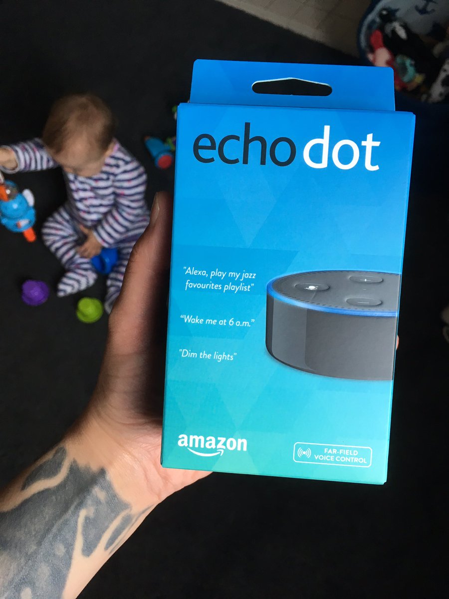 DasCraiga's tweet photo. Today I'm mostly going to play with this #amazon #echodot #helloalexa Cheers @richaskey & @Kit_Kat_B https://t.co/dWqijMEbZb