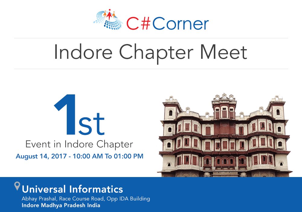 CsharpCorner's tweet image. Announcing the 1st event in @CsharpCorner Indore Chapter on leveraging #PhoneGap w/ #AzureDevelopment. Register now: goo.gl/dXKpHJ