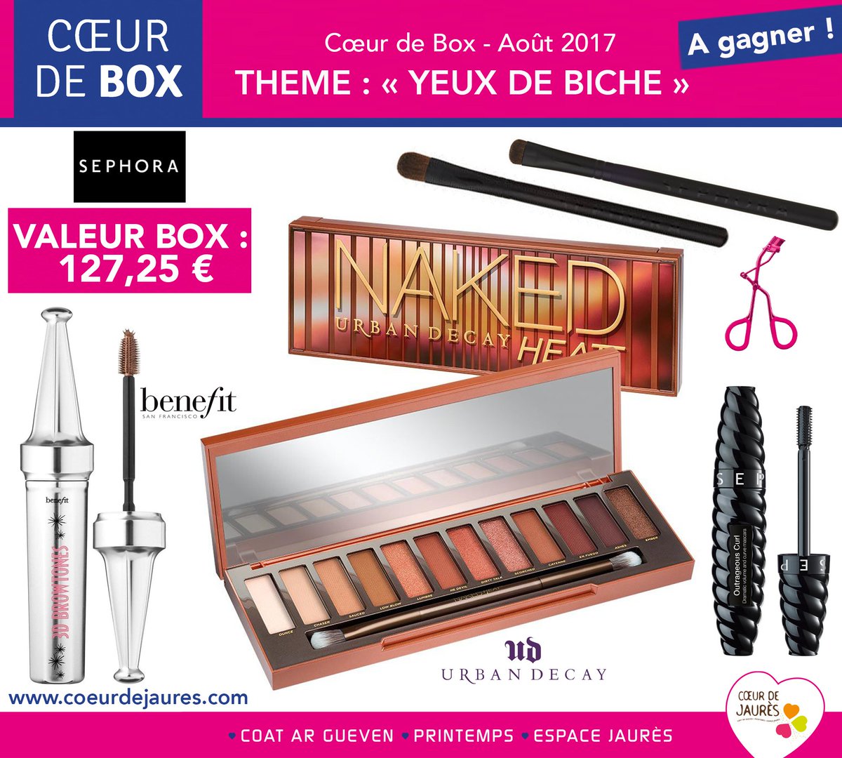 coeurdejaures's tweet photo. Pour gagner notre MEGA #COEURDEBOX d'août:
1/ RT
2/ JOUEZ ICI : https://t.co/qHxBglGVaZ
#box #beauty @UrbanDecay @BenefitOfficial @Sephora https://t.co/2yqr03Obey
