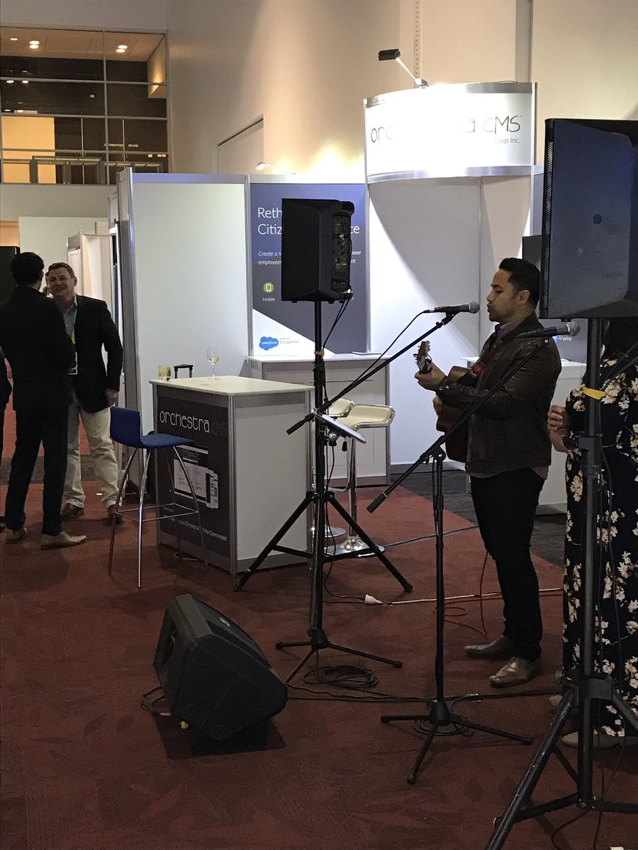 It's by design that the music is playing at the Orchestra stand #booth19 #techingov_au. OrchestraCMS is enhancing the #delegate_experience