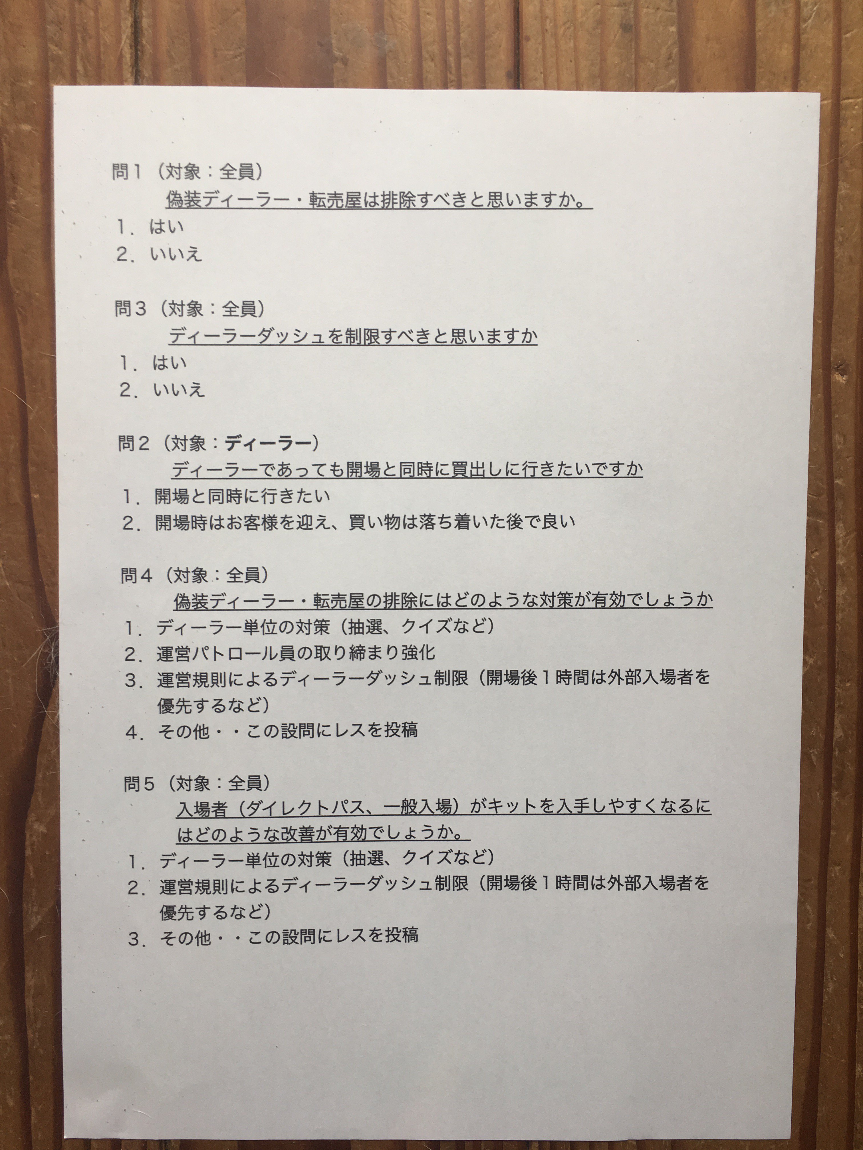 Uzivatel イイコッテ Na Twitteru 転売屋排除 ディーラーダッシュに関するアンケートです ご協力お願い致します 内容が見えない場合は添付参照 アンケート全５問は本ツイートにぶら下げます 追伸 海洋堂様 Kaiyodo Pr Sennmusann 参加者の意見が集約