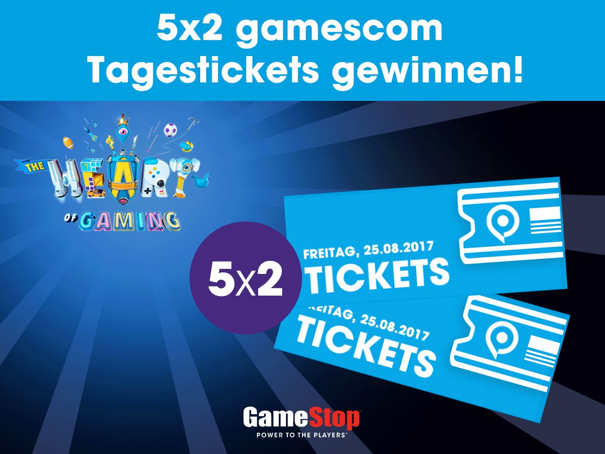 Auf zur #gamescom2017 
Wir verlosen 5x2 Tickets für den  25.08.2017 Einfach diesen Post bis 07.08 um 16h retweeten &amp; Daumen drücken ✊