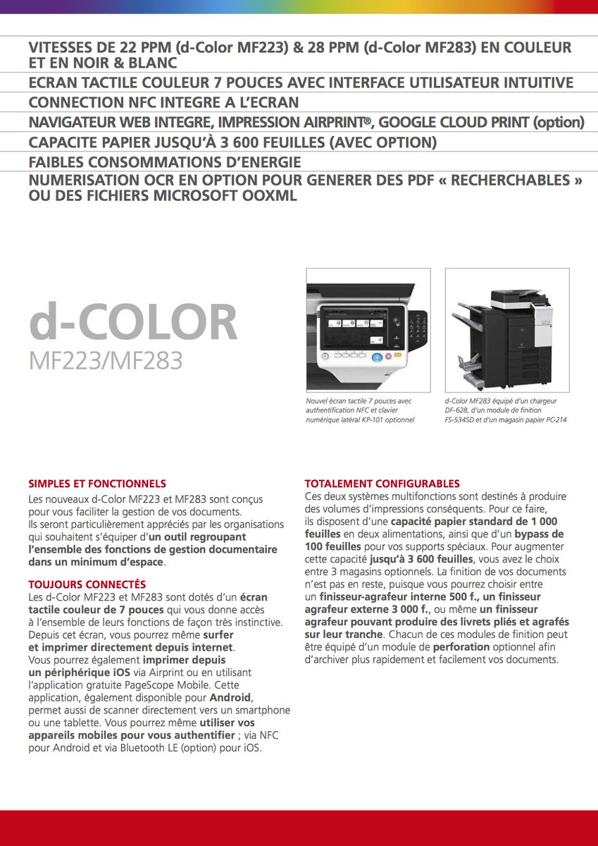 reprotheque's tweet photo. Venez découvrir les nouveaux systèmes d’impression multifonctions couleur Olivetti d-Color MF223 et MF283 ! 🖨
#print #geid  #photocopieur https://t.co/jXbx2K6vEH