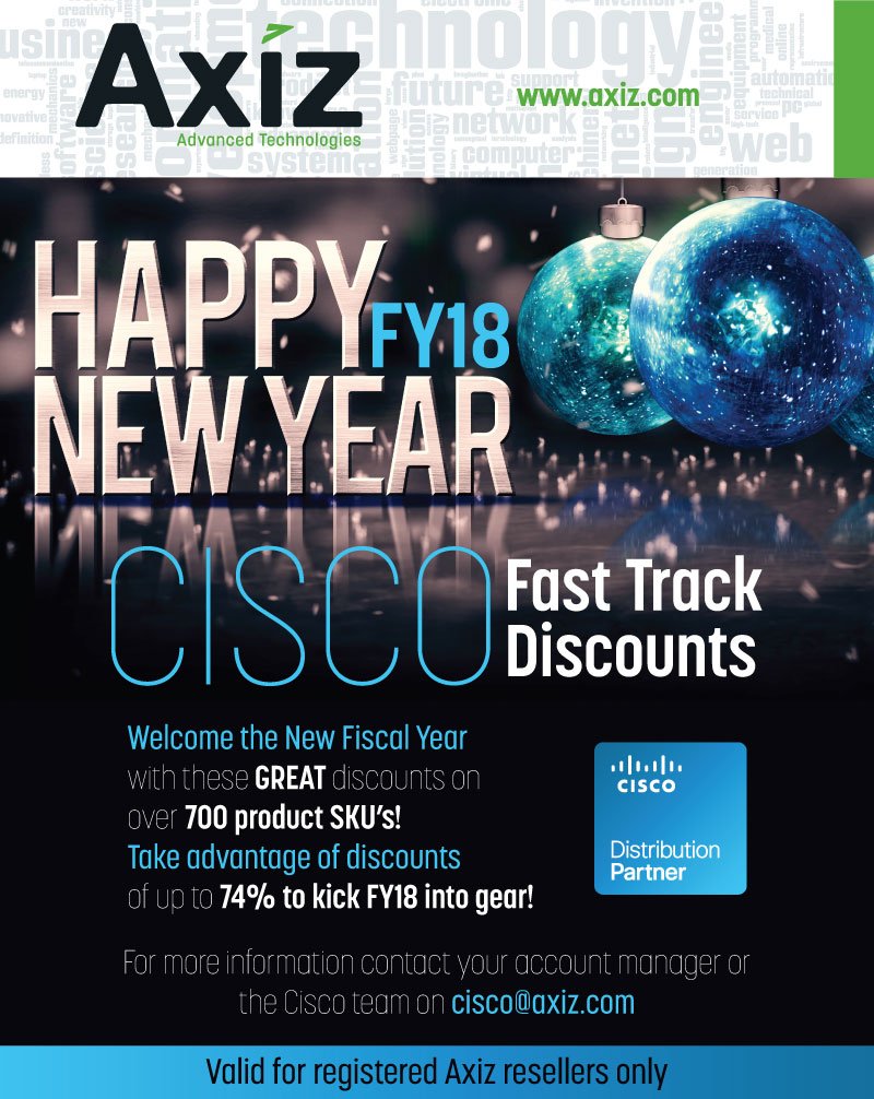 AxizAT_Cisco's tweet photo. New Month! New Fiscal Year with @Cisco! Take advantage of up 74% on select product discounts, contact us today! Join the movement #DigitalON https://t.co/Oxp0Ekc7eR
