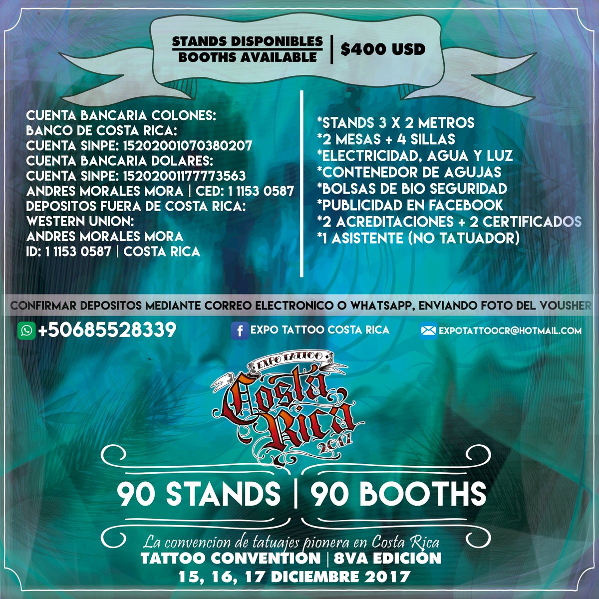 Expo_Cr's tweet photo. @Expo_Cr  Expo Tattoo Costa Rica is coming !! 
Avaliable Booths now !! #expotattoocostarica 😎 https://t.co/R4Q5uvQqNI
