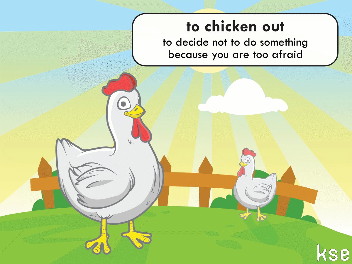 Did you know this idiom? Have you ever chickened out? 😜

#english #idiom #learnEnglish #chicken #chickenout #idiomaticexpression #vocabulary