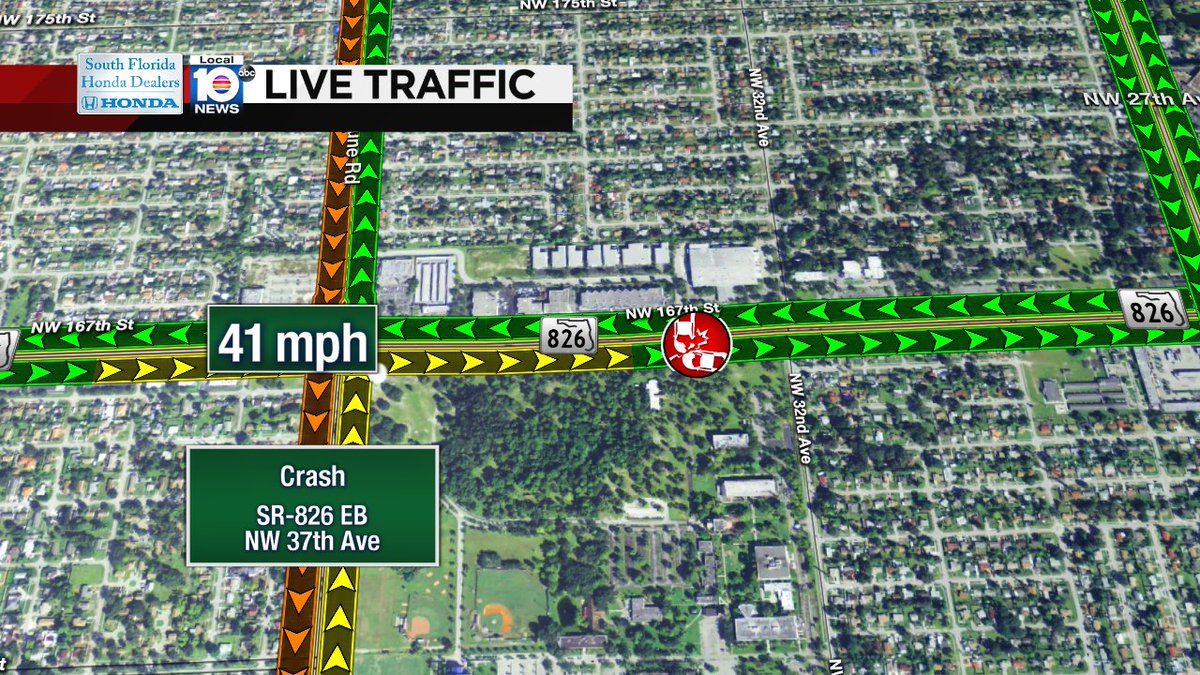 Crash on SR-826 EB at NW 37th Ave #traffic https://t.co/BPdHFEzV2a