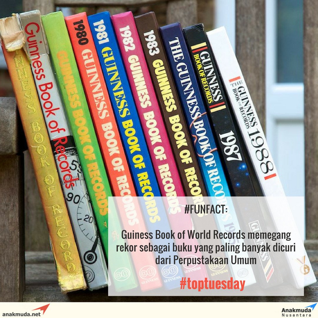 #FUNFACT: Guiness Book of World Records memegang rekor sebagai buku yang paling banyak dicuri dari Perpustakaan Umum.