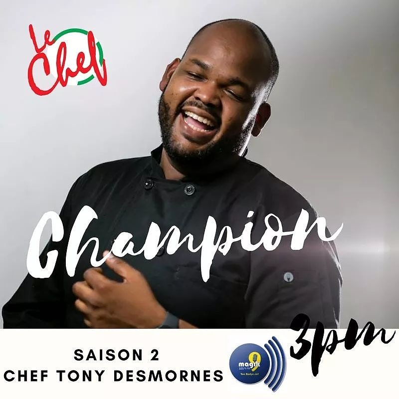 lecheftvshow's tweet photo. La tournée médiatique pour Chef Tony Desmornes commence aujourd'hui à 3pm sur les ones de Magic9 100.9FM https://t.co/bHvAsBctwA