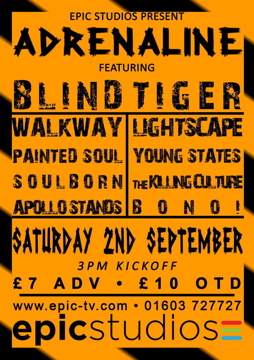 EPICNorwich's tweet photo. Coming up @EPICNorwich https://t.co/BaYH8tsS8g including a whole day called #Adrenaline with @BlindTigerBand, @youngstatesuk @Lightscape_UK https://t.co/8wN2e31w9R