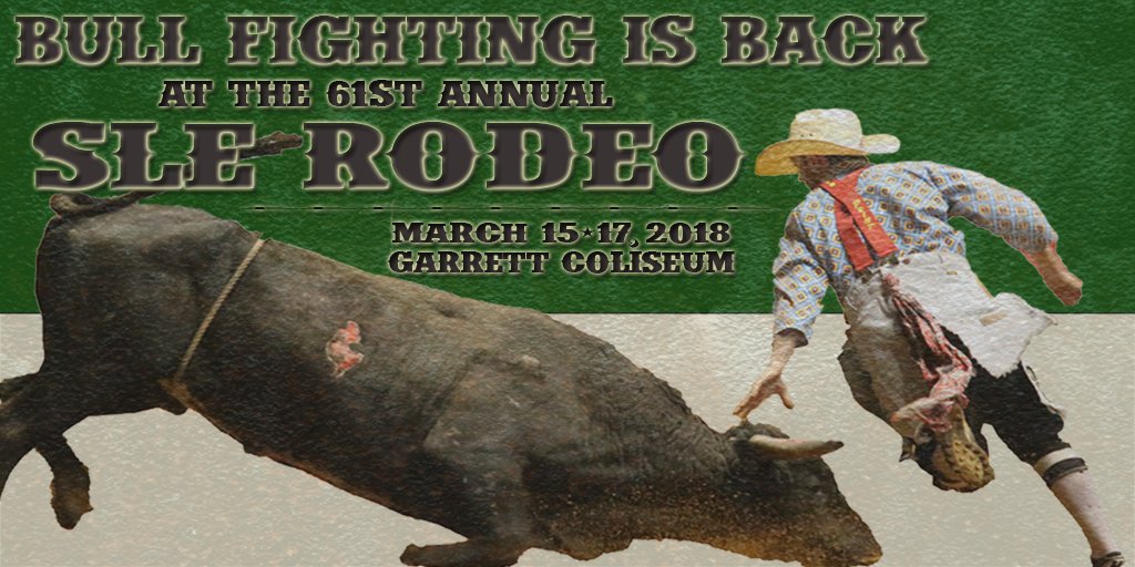 SLERodeo's tweet image. Don't miss all the PRCA Freestyle Bullfighting fun at #SLERodeo18! Save the date: March 15-17 at Garrett Coliseum in #MGM.