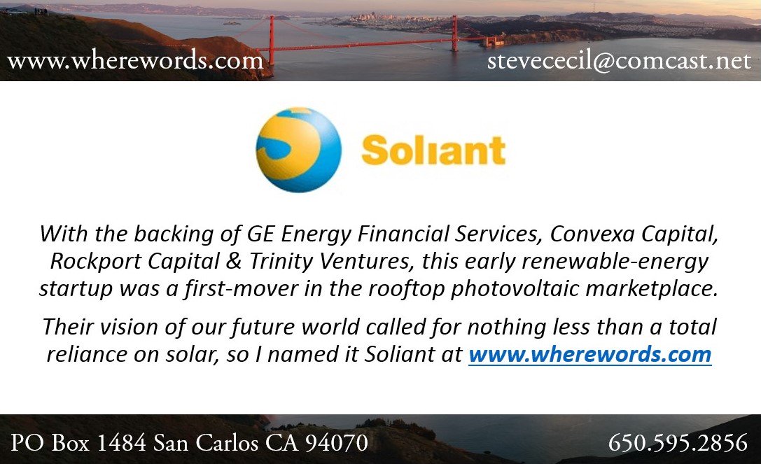 WhereWords's tweet photo. Yes I named it #soliant #solar #electricity #cleantech #greentech #sustainable #renewable #startups #namer #naming #branding #VerbalBranding https://t.co/mRGLIU5vhn