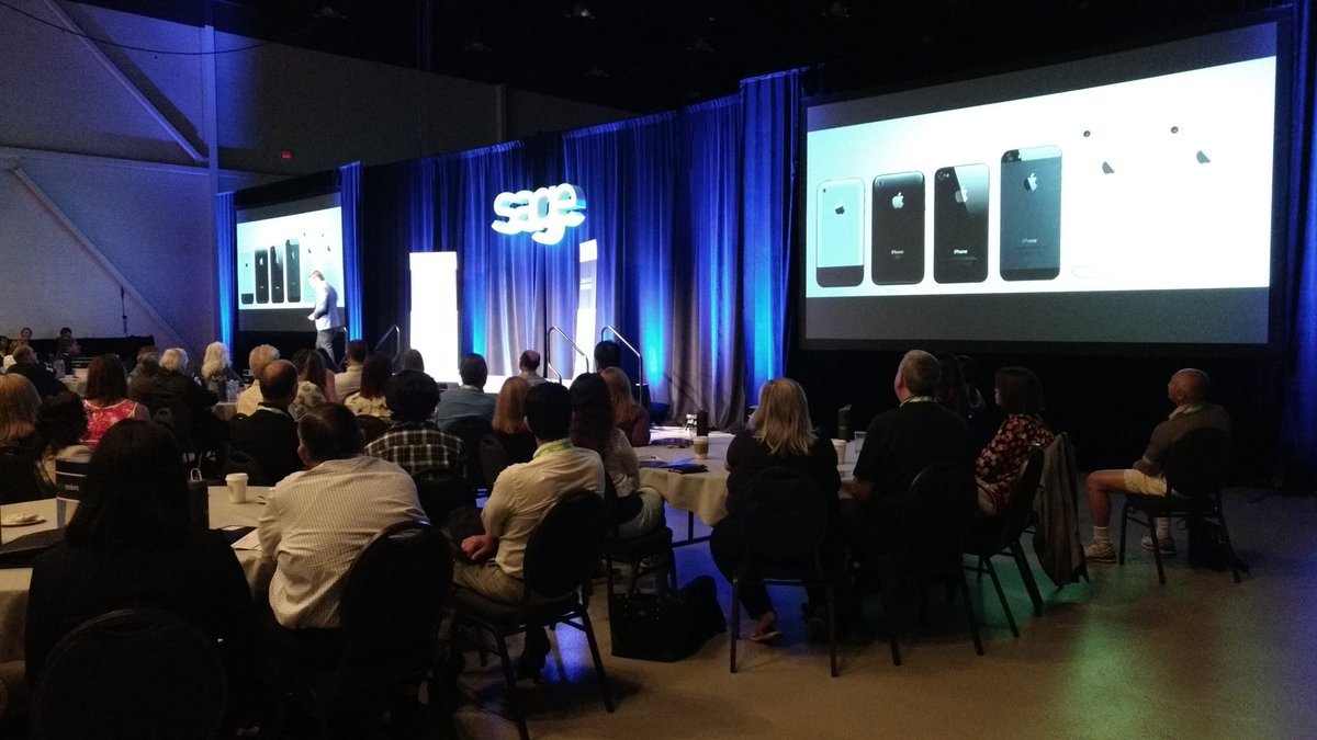 "The phone will go away by 2023." @mhyattspeaker on the evolution of technology at #SageSessions <a href="/SageNAmerica/">Sage North America</a>