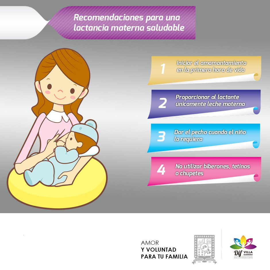 DIFVillaGro's tweet photo. Te compartimos estas recomendaciones que toda mamá debe tomar en cuenta durante la etapa de la lactancia. #SemanaDeLaLactancia https://t.co/qZaQbcOT7H