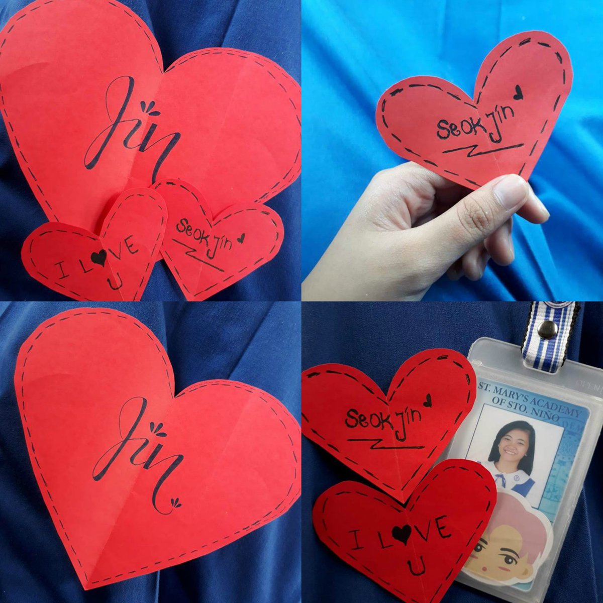 jjongjjongie7's tweet photo. #HeartsForJinDay 
I LOVE YOU AND I LOVE YOU MORE AGAIN ❤️❤️
ps.
i don't know how to do selca so I added my id picture there lol😂 https://t.co/HK3YdBGIxT