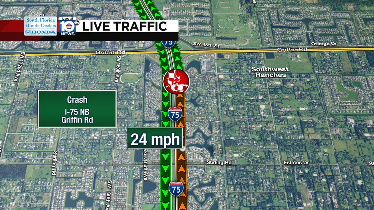 Crash on I-75 NB at Griffin Rd #traffic https://t.co/dVC4BZcrir